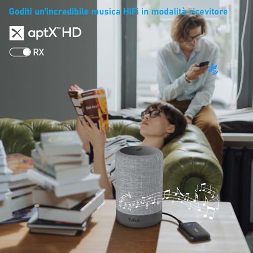 Ymoo Trasmettitore Ricevitore Bluetooth 5.3 Per Tv To 2 Cuffie, Bluetooth Wireless Hifi Audio Trasmettitore Aptx A Bassa Latenza, Adattatore Con 3.5Mm Jack Aux Per Aereo/Pc (Nero) - 2