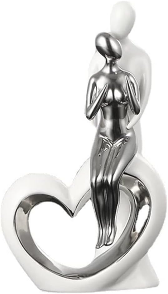 Home Decor Modern Abstract Art Ceramic Statue,Lovers Figurine for Home Living Room, Office Bookshelf Desktop Valentines Day Decor