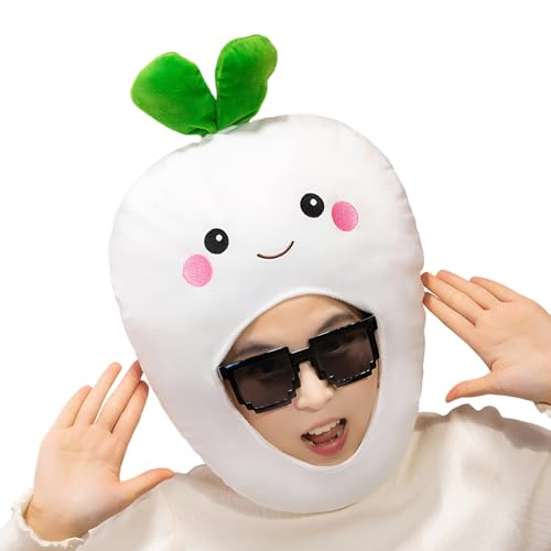 Générique Déguisement Tête Fruitée - Déguisement Radis Blanc pour Costume - Accessoire Photographique,Pour Anniversaire Carnaval Célébrations Festives et Soirées à Thème