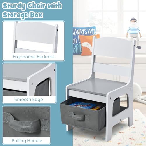 image for Costzon Kids Table and Chair Set, 3 in 1 Wooden Activity Table for Tod