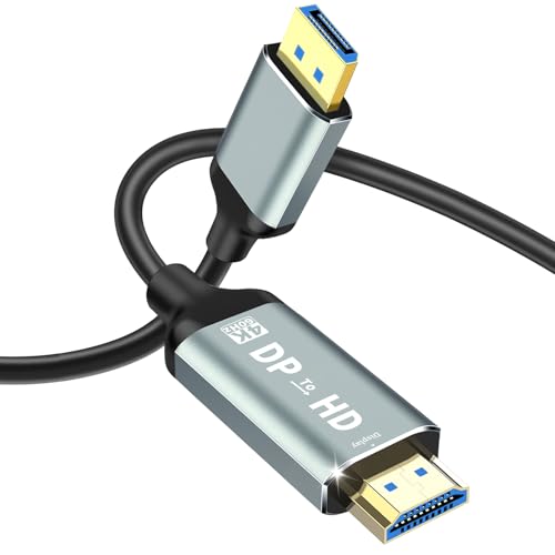 MaxRenard 4K DisplayPort to HDMI Cable | DP1.2 to HDMI 4K 60Hz Audio-Video Sync | SR Anti-Break, Compatible with Dell HP, for HDTV/Monitor/Projector/PC 6FT