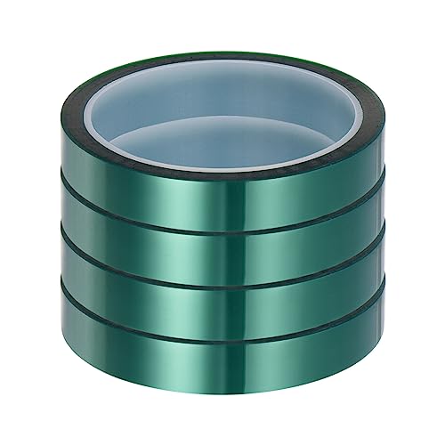 Image of HARFINGTON 4 Rolls Heat Tape High Temperature Heat Resistant Tape 15mmx33m(108ft) Sublimation Thermal Heat Transfer Tape for Sublimation Press No Residue, Green
