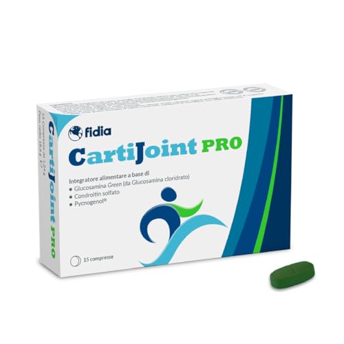 Immagine prodotto: Fidia Farmaceutici CartiJoint PRO - 15 Compresse, Integratore a Base di Glucosamina Cloridrato Green, Condroitin Solfato e Pycnogenol®, Senza Glutine e Lattosio, Adatto per Allergici ai Crostacei