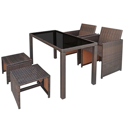 Gartentisch mit Stühlen vidaXL Gartenmöbel 5-teilig mit Auflagen