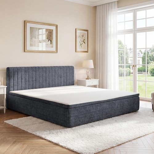TQHOQ King Boneless Bed Frame with Mattress and Detachable Headboard All-in-One Compression Bed Set No Installation Required Automatic Rebound Ideal for Bedrooms Apartments and Rental Properties