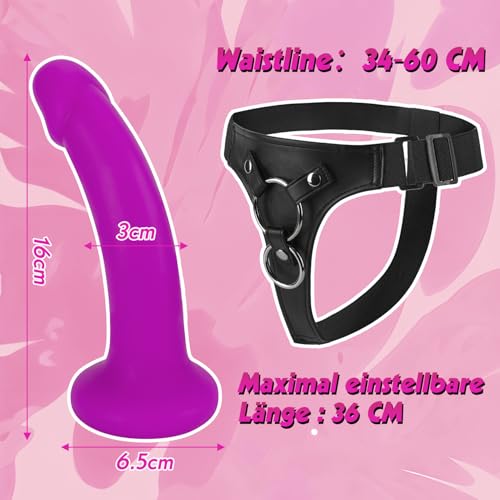 Meeteel 16cm Strap On Umschnalldildos für Manner, Realistischer Dildo mit Starke Saugnapf SM Masturbator Bondage Sextoy Adjustable Harness Dildo Sexspielzeug für Anfänger Frauen Männer