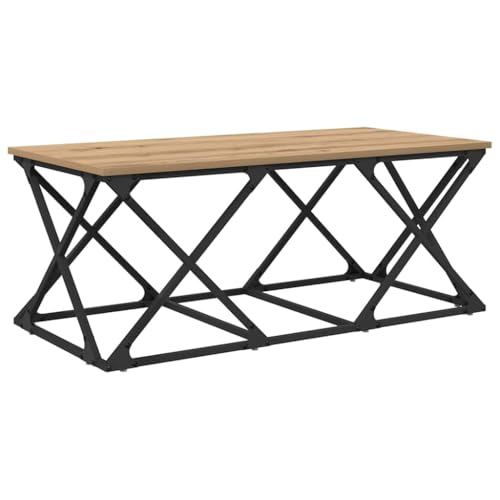 Tonture Couchtisch Artisan-Eiche 100x49x40cm, Holzwerkstoff, industriell, modern, robuster Wohnzimmertisch, Elegantes Design für kleine Räume – Bild 3