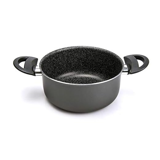 Alluflon Tradizione Italia Cazuela con Asas, Superficie de Piedra, Revestimiento Antiadherente y Antirayaduras, Apta para el Lavavajillas, 18 cm