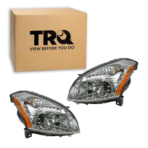 Image of TRQ Headlight Assembly Set NI2502179 NI2503179 | For 2007-2008 Nissan Maxima