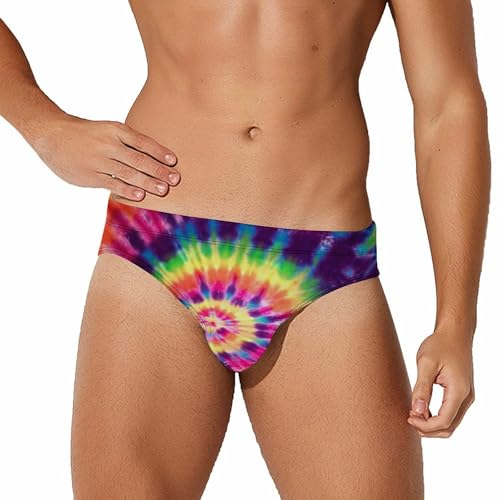 Tie Dye Mens Swim Briefs Bathing Suit Quick Dry Bikini Underwear Trunks Swimsuit Pool Beach M