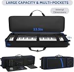 BOSSTIN 88 Case clavier avec roues, dimension intérieure: 53.5"x 15"x 7", Étanche à l'eau Rolling Gig Bag Clavier Piano Case pour 88 Clé pour piano (bleu)