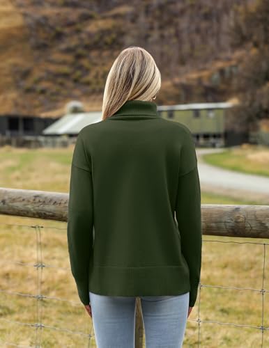 Image of Zeagoo Women's Turtleneck Sweater 2026 Fall Winter Chunky Knitted Pullover | High Low Hem Trendy Basic Jumper Top, Long Sleeve Casual Knit Pullover 2026, Fall Fashion Outfits, Winter Clothing for Women