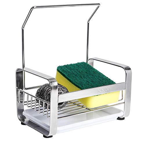 HULISEN - Organizador de fregadero de cocina, bandeja para fregadero, escurreplatos, soporte para ja