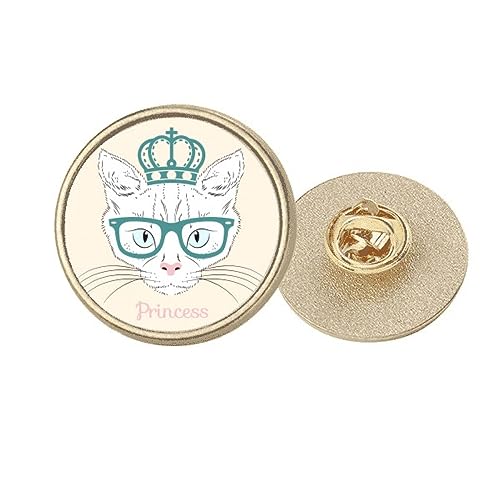 Broche ronde en métal doré soleil chat blanc bijou fantaisie rétro taille M