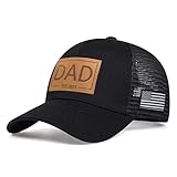DPFQSKY Leather Patch Dad Est 2025 Baseball Cap Adjustable American Flag Trucker Daddy Hat New Dad Gift for Men Black