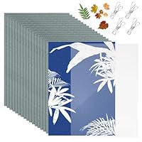 36 Stück A5 Cyanotypie Papier Kit, Hochempfindlich Sonnendruckpapier Solarpapier mit Kunststoffwerkzeug und Klammer Solar Fotopapier für Heimwerken Basteln