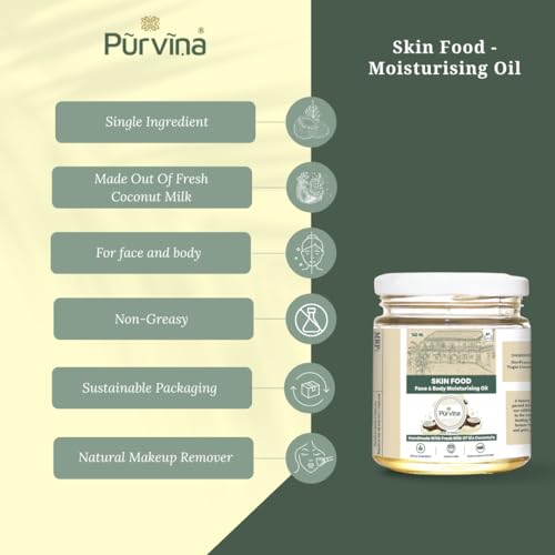 Image of Purvina Skin Food - Face & Body Moisturising Oil - 150 ml | Reusable Glass Jar