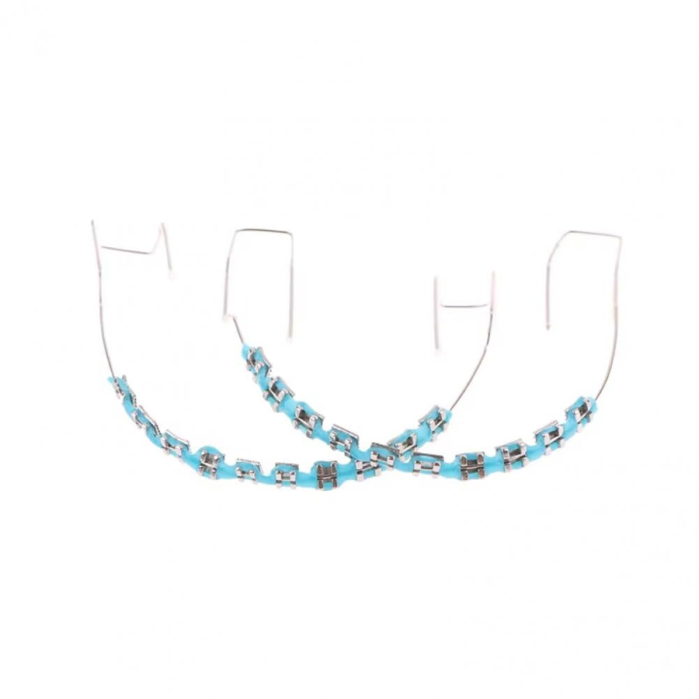 Soporte Dental Metal Azul, Gancho Decoración Temporal Dientes con Alambres Ligaduras Ortodoncia