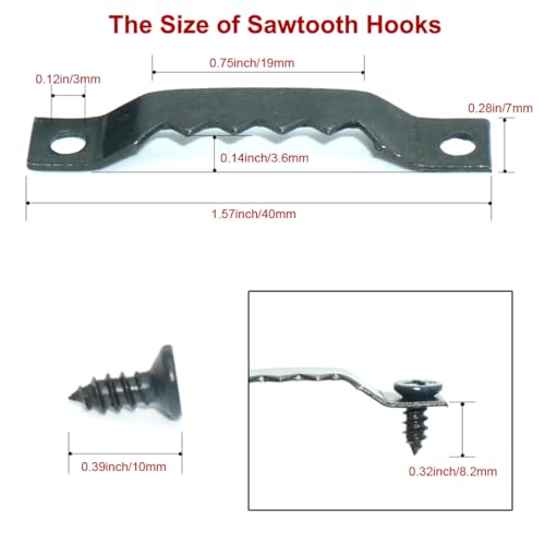 Image of 30 Pack Small Sawtooth Picture Frame Hangers with Screws, Steel Picture Hanging Hooks Perfect for Hanging Photo Frames, Artwork, Clocks, Paintings and More