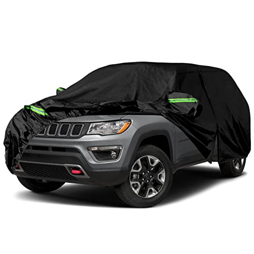 Waterproof Car Covers Replace for 2007-2024 Jeep Compass, 6 Layers All Weather Custom-fit Car Cover with Zipper Door & Windproof Bands for Snow Rain Dust Hail Protection (Compass)