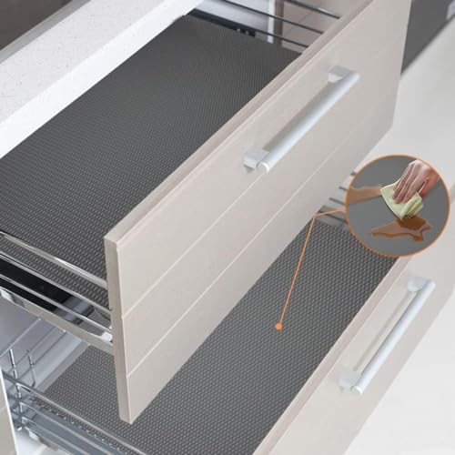 Image of Crasts Multipurpose Super Strong EVA Anti-Slip Kitchen Mats for Cupboard | Washable Shelf Liners for Kitchen Shelves, Cabinet Placemats (Grey, 45W x 500L cm (5L m))