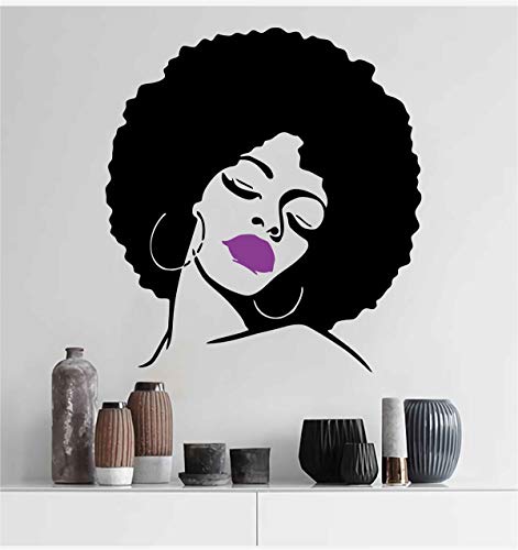 Melissalove Fashion Black Lady Wall Stickers Vinyl Wall Decal Large Wall Sticker Hot Sexy Hair Spa Salon Diy Self-Adhesive Wallpaper Sa214 (Purple Lips) #TOP2