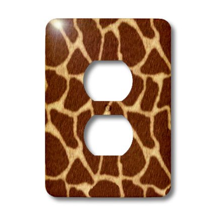 Plaque de finition double prise girafe imprimé marron 3dRose - 3