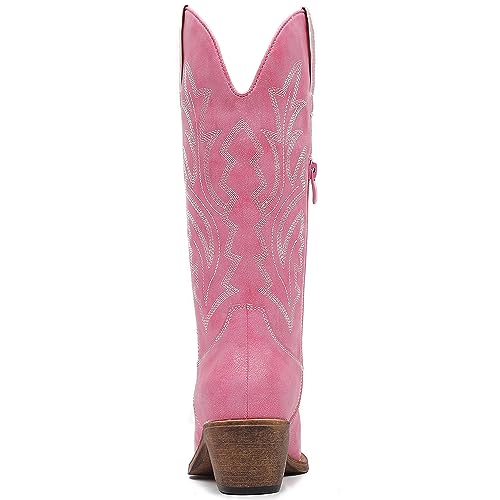 GLOBALWIN Women's Mid Calf Western Cowboy Boots Cowgirl Boots for Women with Floral Embroidery Side Zipper Chunky Heel4