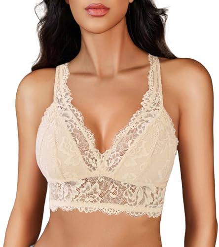Image of Avidlove Lace Bralettes for Women Wireless Unpadded Bras Racerback Cami Tops Basic Sexy Strappy Everyday Lingerie