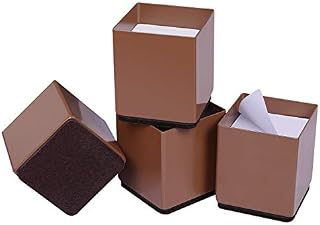 Ezprotekt 2" Lift Furniture Risers Carbon Steel Bed Risers,2.4" Self-Adhesive Heavy Duty Furniture Raisers Adds 2" Height to Beds Sofas Cabinets Supports 20,000 lbs, Square Brown