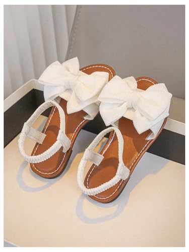 GORGLITTER Girl's Sandals Dressy Bow Open Toe Slides Flats Summer Cute Vacation Sandals with Ankle Strap4
