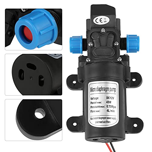 Diaphragm, 12V Diaphragm Pump DC Mini Self Priming Pump 45W Portable Low Noise 4Lmin Black with Filter, Industrial Diaphragm Pumps