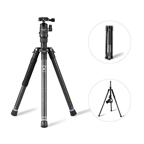 Fotopro X-aircross trepied Professionnel pour caméra, Fibre de Carbone Portable trépied?48.8 Pouces trépied pour Appareil Photo et DSLR Canon Nikon Sony, Capacité Max: 8 kg, Noir.