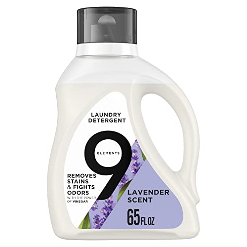 9 Elements Natural Laundry Detergent Liquid Soap, Lavender Scent, Vinegar Powered, 65 Fl Oz, 1 Count