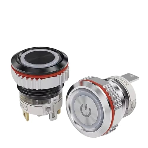 16mm ���d�� 16A �n�C�p���[���^���v�b�V���{�^���X�C�b�` 12V110V 24V 220V LED���C�g���b�`���O(�u���b�N�O���[��LED�A16mm MOMENTARY_�����O�V���{��_220V ���C���Ȃ�)