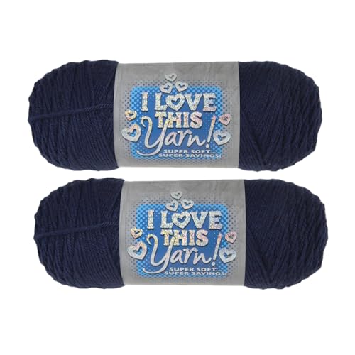 Hobby Lobby I Love This Yarn - 4 Medium 100% Acrylic Yarn for Crocheting & Knitting Blankets Hats & Accessories Set of 2 90 Navy