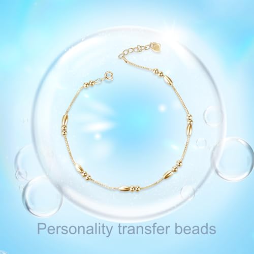 Image of WINNICACA 925 Sterling Silver Anklets for Women Adjustable Beaded Butterfly Opal Anklet Bracelet Foot Chains Jewelry Gifts for Women Beach Birthday Christmas Gift
