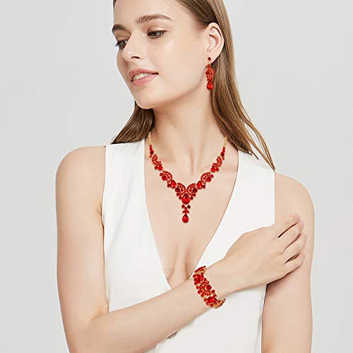 Juegos de joyas de cristal floral con collar y pulsera para regalar a novias y madrinas 3
