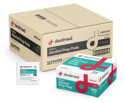 Dealmed Alcohol Prep Pads 2000 Count – Latex-Free Sterilized Wipes