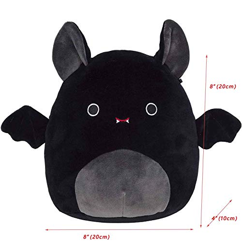 2020 Halloween Bat Plush Toy, DICPOLIA8/12in Plush Toy The bat Toy, Super Soft Plush Toy Pillow Pillow Stuffed Animal for Halloween Decorations Birthday Gift (Black (8in))