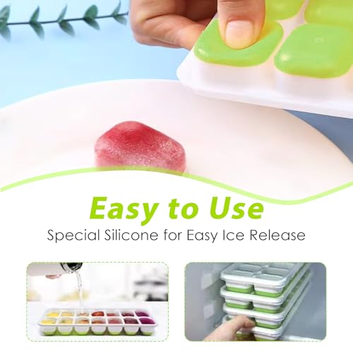 Bandeja para cubitos de hielo de silicona con tapa, pack 4 piezas miniatura 4