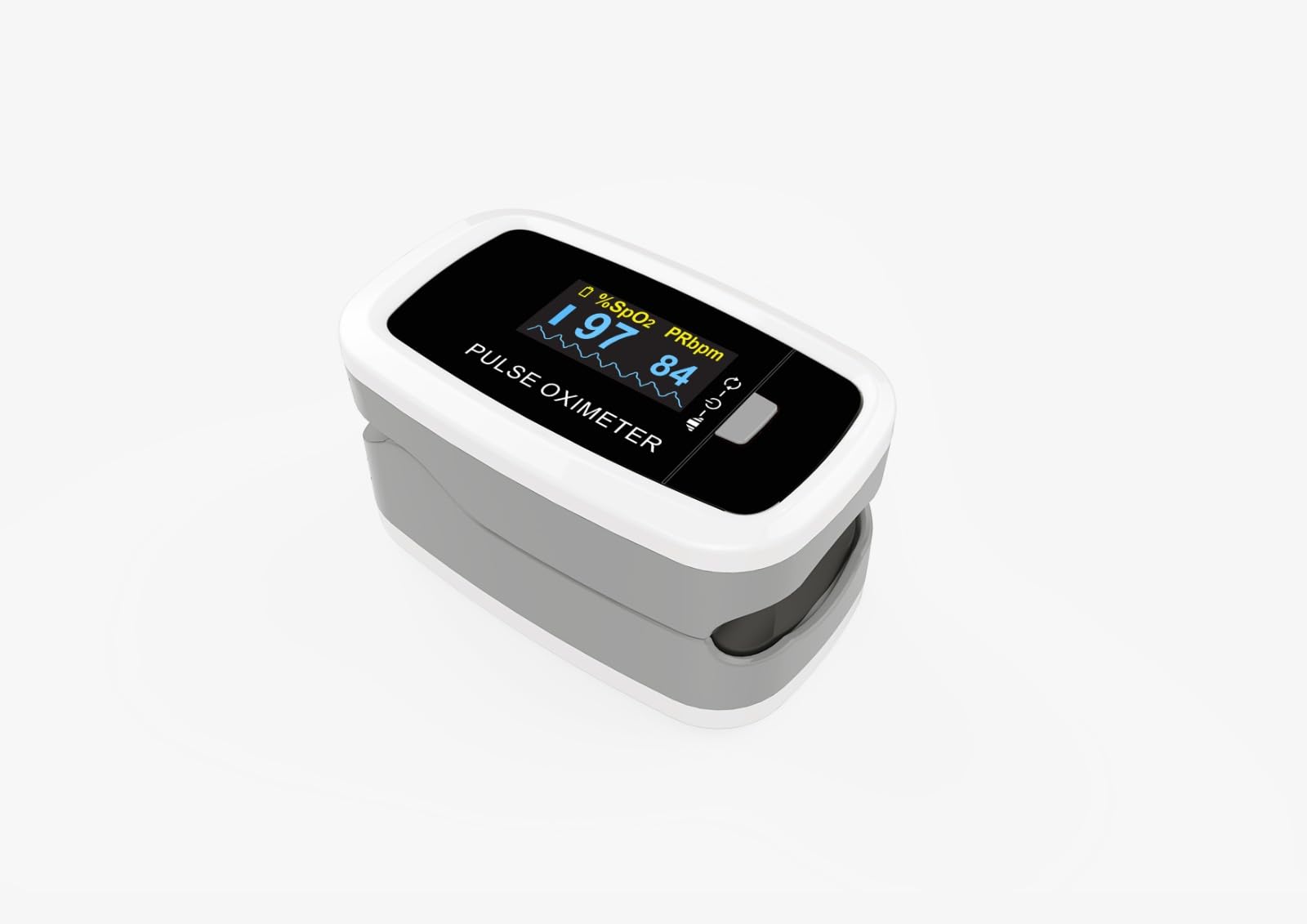 Pulsossimetro da Dito CMS50D1 - Saturimetro Professionale con Display OLED a Colori Orientabile in 4 Posizioni, Misurazione SpO2, Frequenza Cardiaca, Onda Pletismografica - Basso Consumo, Incluse Pile