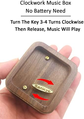 Sinzyo Sailor Moon Music Box Vintage Wood Carved Wind Up Musical Box Gift For Christmas,Birthday,Valentine's Day(Musical Note Walnut Box)