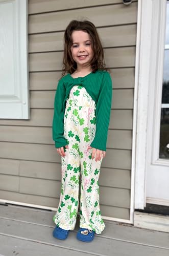 Image of HIHA Girls Sleeveless Jumpsuits Outfit Long Sleeve Twist Front Tops Romper Clothes Set Size 4-12