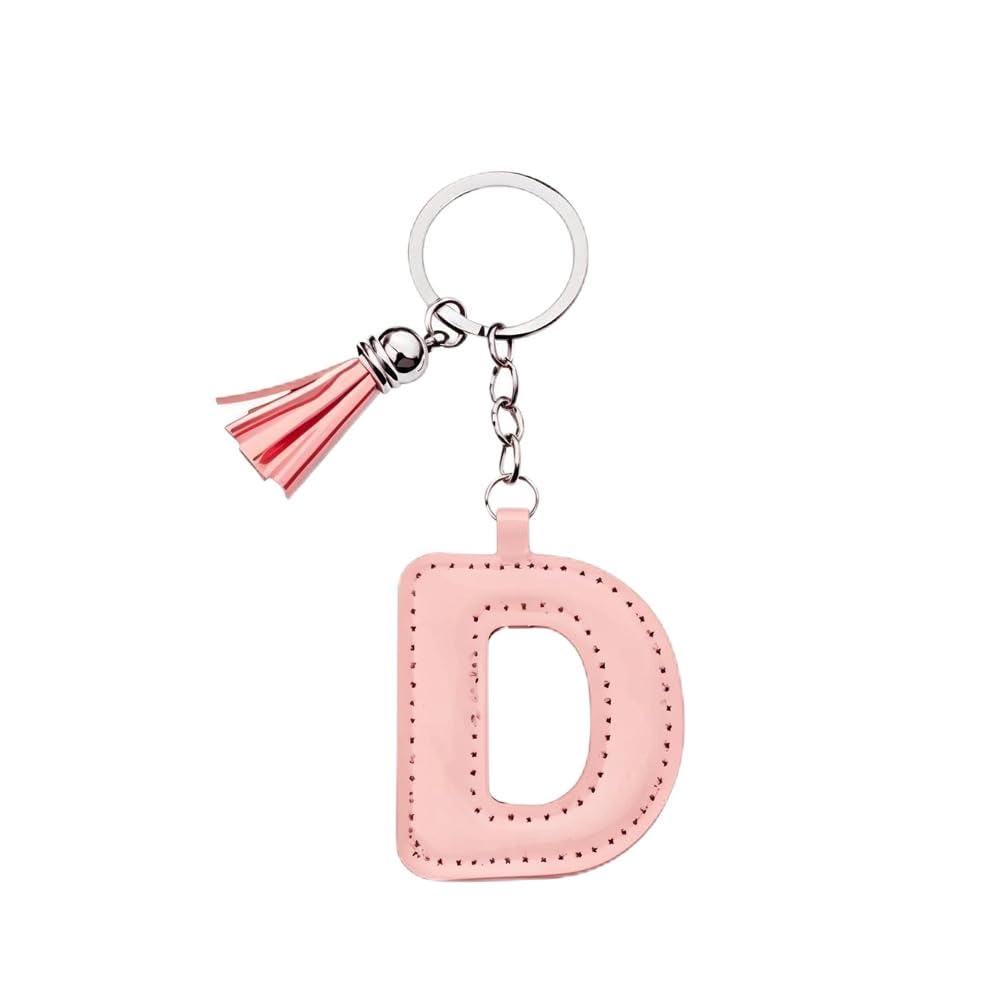 Arfuka Unisex Lette D Letter Keyring With Colored Pu Leather Tassel Pendant Alphabet D Keychain- Cute Bag Charm, Backpack Decoration Accessories For Women & Men