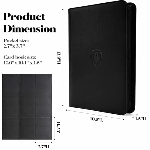 Fabmaker 9 Pocket Card Binder, Premium 360 Pockets Trading Card Binder, Durable Pu Zip Binder For Cards, Side Loading Card Folders, Sleek Card Book, Card Album For Mtc, Tcg, Game Cards, Sports Cards #TOP5