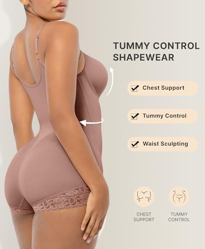 Image of SHAPELLX Faja Body Shaper for Women, Zipper Shapewear Bodysuit with Bra