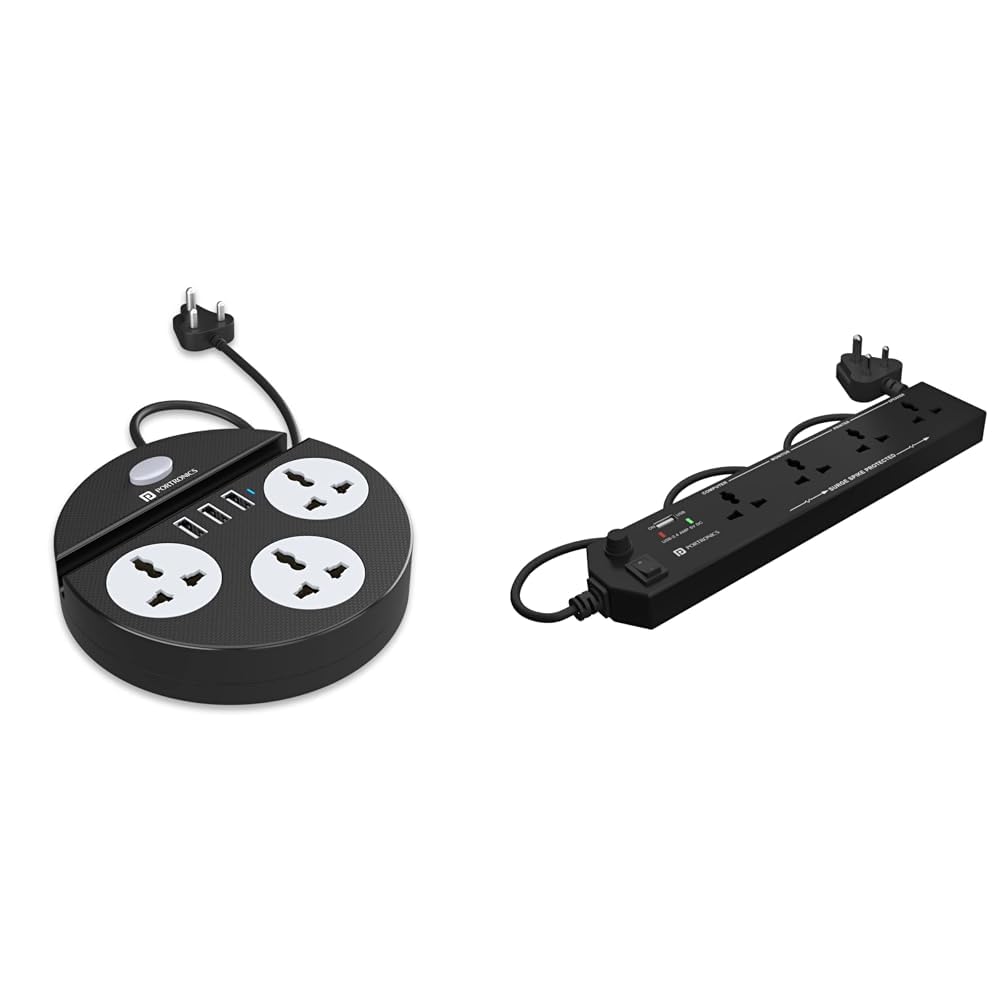 Portronics Power Plate 5 1500W Power Converter with USB Charger & Mobile Holder 3AC Socket + 3USB Po-picture-18