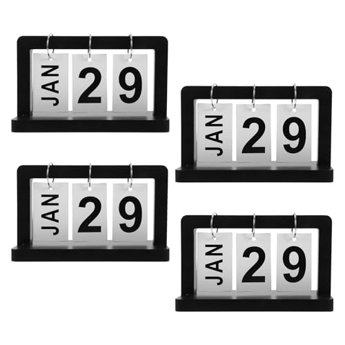 Calendrier perpétuel de bureau vintage compact en bois foncé UKCOCO affichage manuel