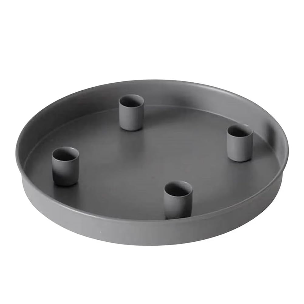CTRLZS Round Tray with 4 Magnetic Candle Stand Movable DIY Candle Holder Decorative Candlestick Holder for Home Desktop Decor
